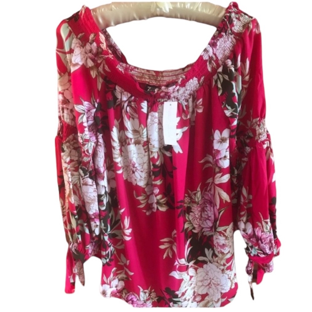 Seventh 7th Ave NY&CO off-the-shoulder BLOUSE in beautiful florals  LARG…